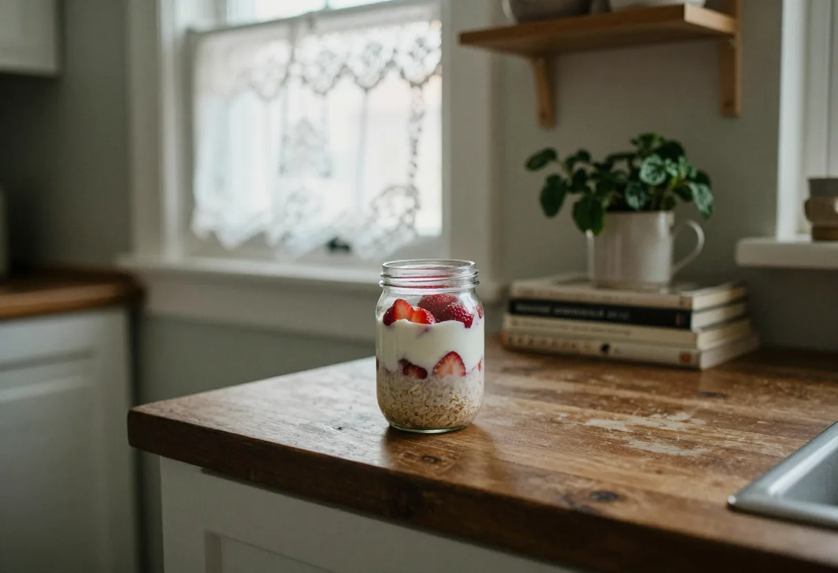 Overnight Oats Strawberry Cheesecake
